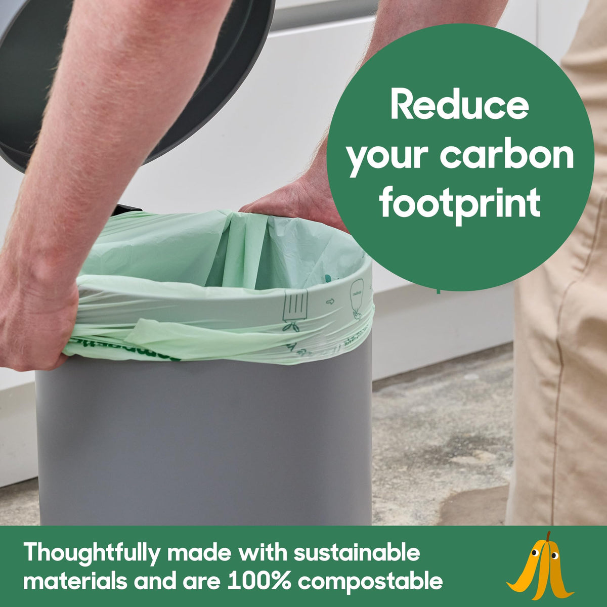 Compostable Trash Bags 13 Gallon Tall Kitchen, 100 Ct, Unscented