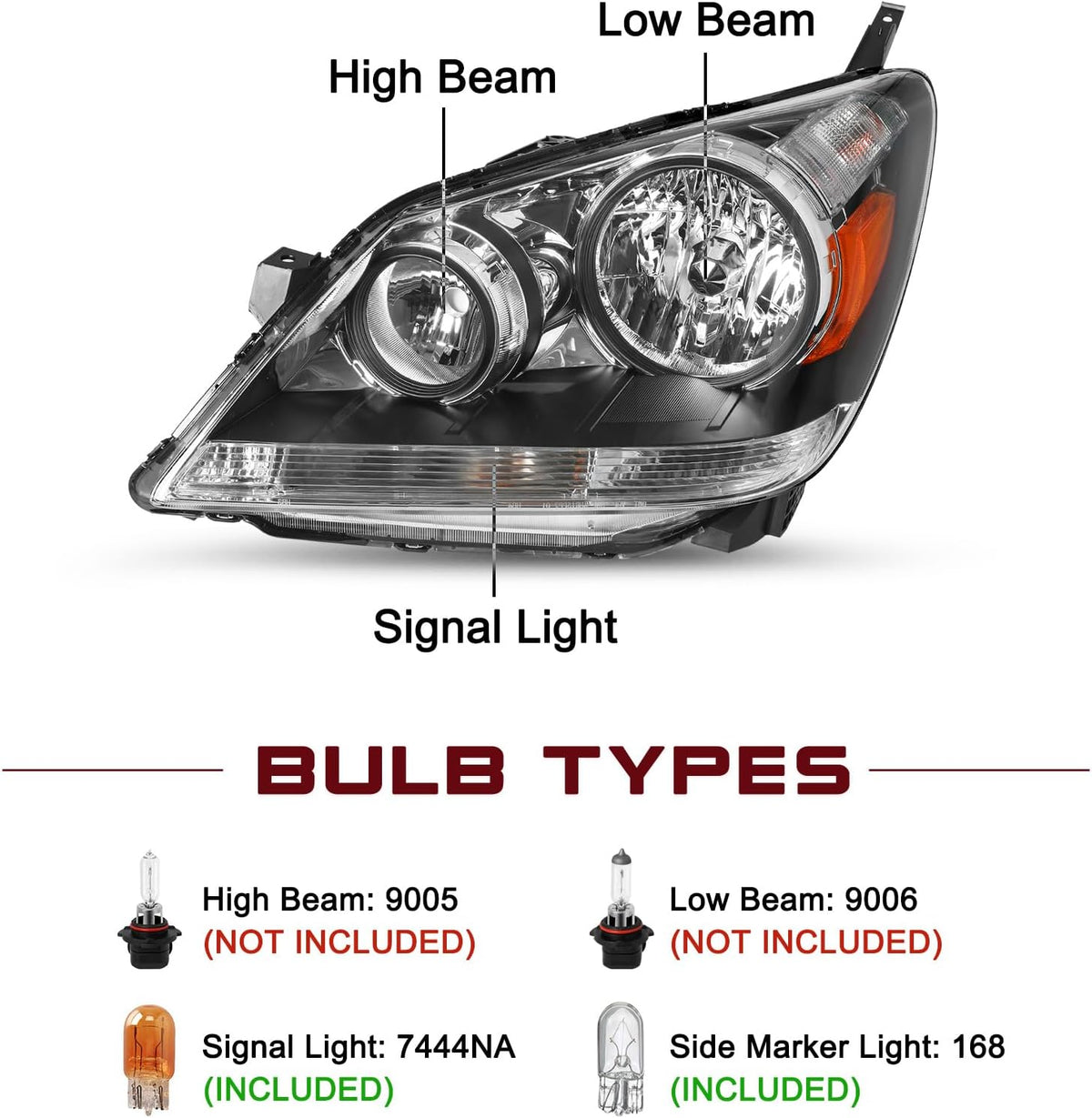 JSBOYAT Headlights for 2005-2010 Honda Odyssey OE Style