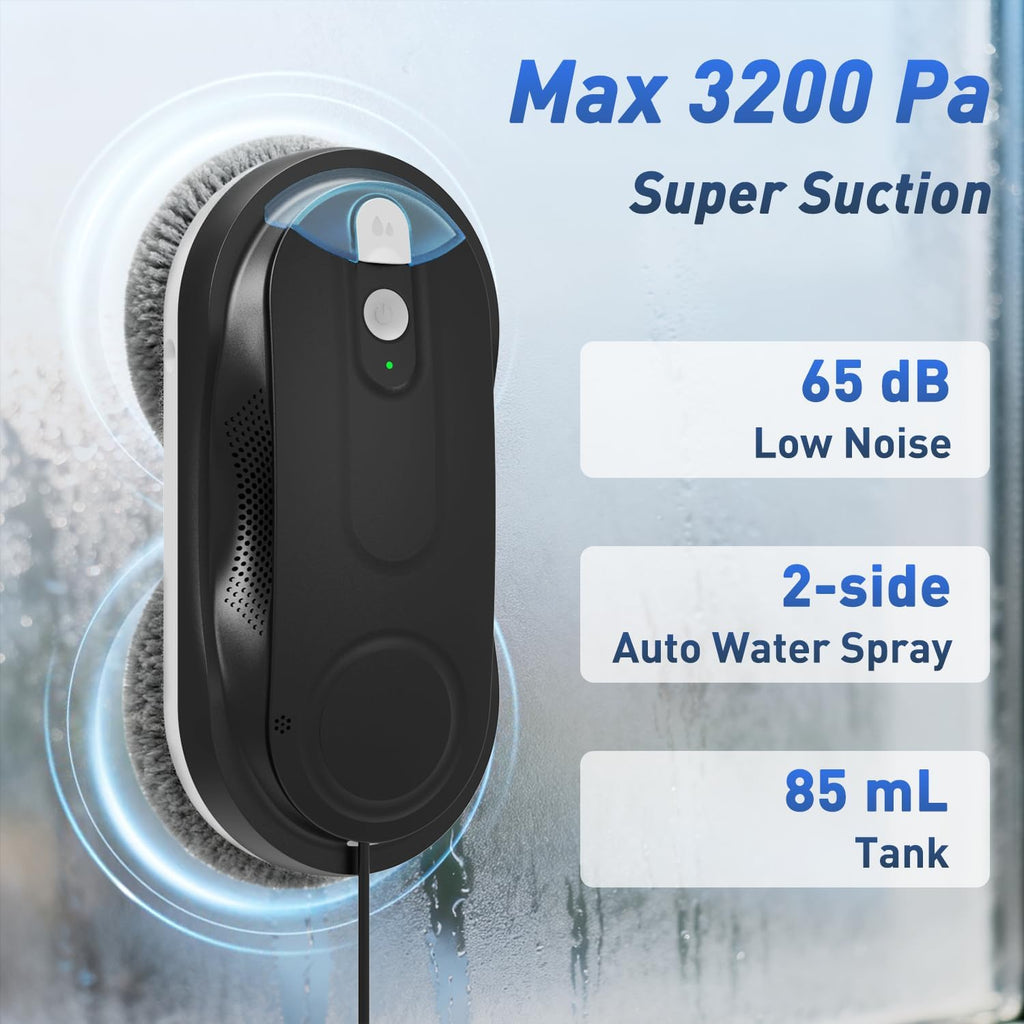 Window Cleaning Robot with Dual Spray for High-Rise Windows,Black