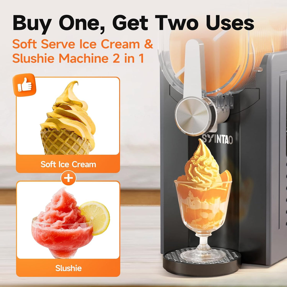 Slushie Machine for Home, Soft Serve Ice Cream Machine, 88oz Vessel Slushy Machine with 6 Preset Programs, Frozen