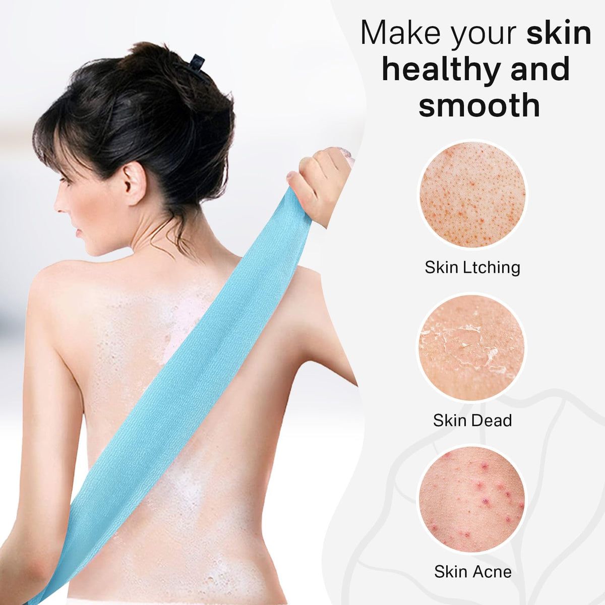 Exfoliating Washcloth Towel, Japanese Exfoliating Wash Cloth, Korean Body Scrubber Exfoliator, Back Scrubber Washer
