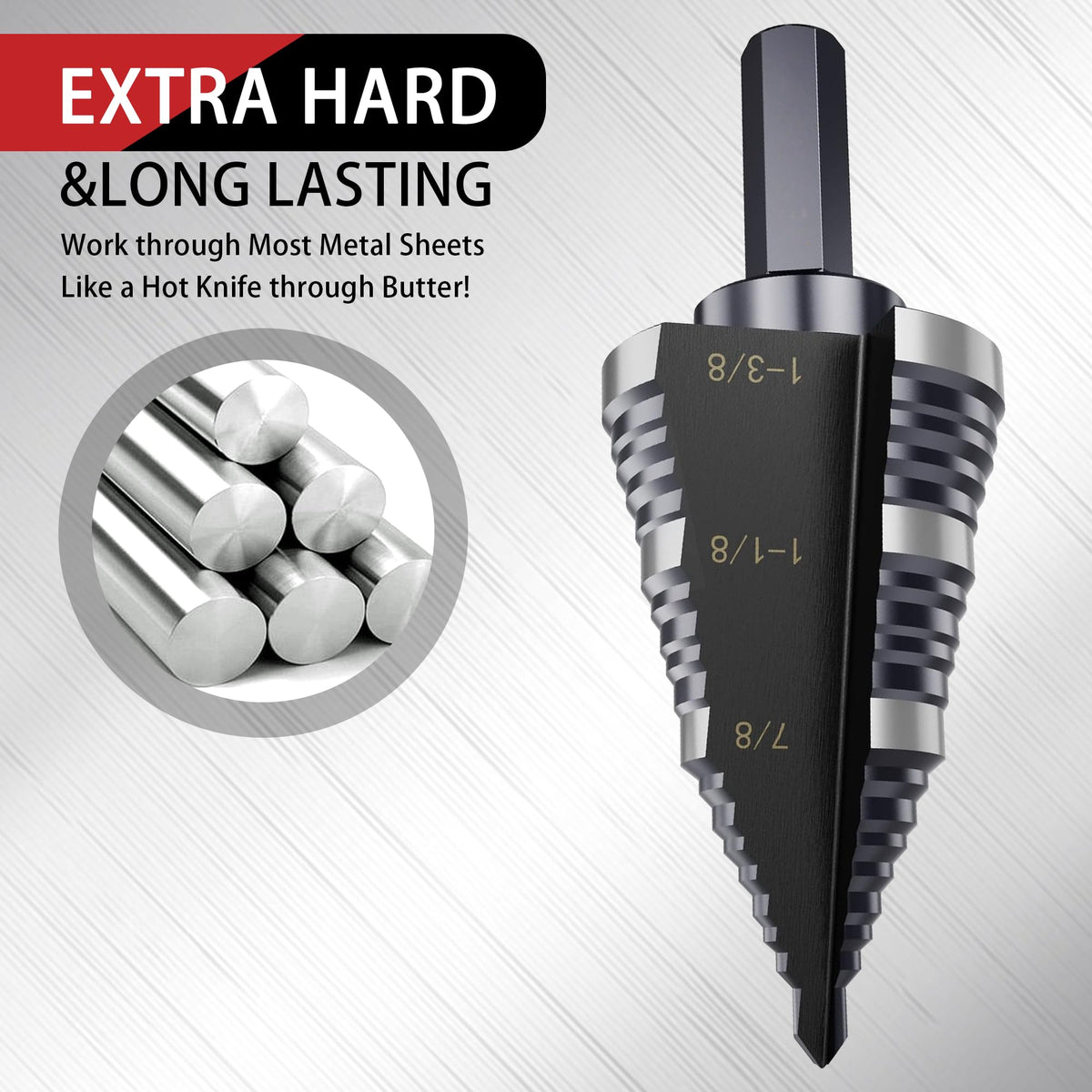 AIMLENTOOL M2 HSS 1/4"-1-3/8" Step Drill Bit