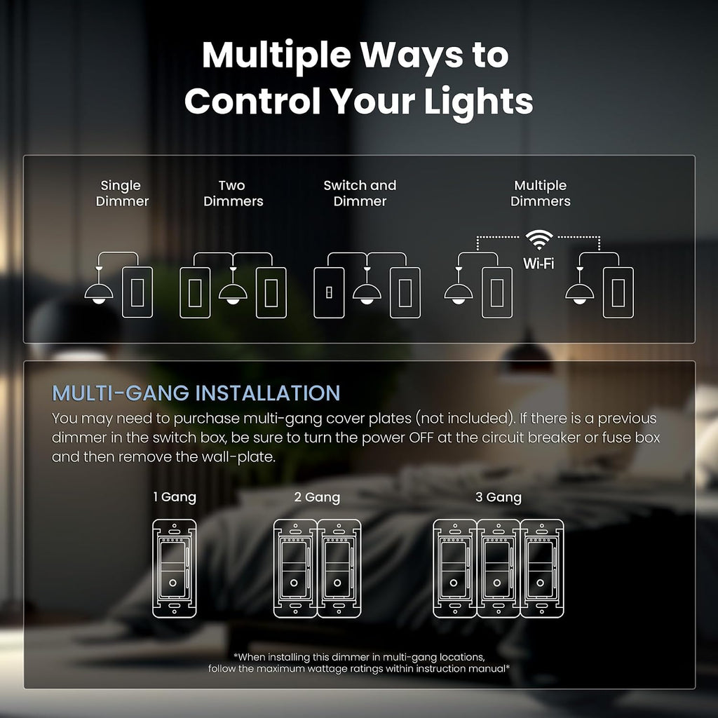 Smart Dimmer Switch, Neutral Wire Required for Installation