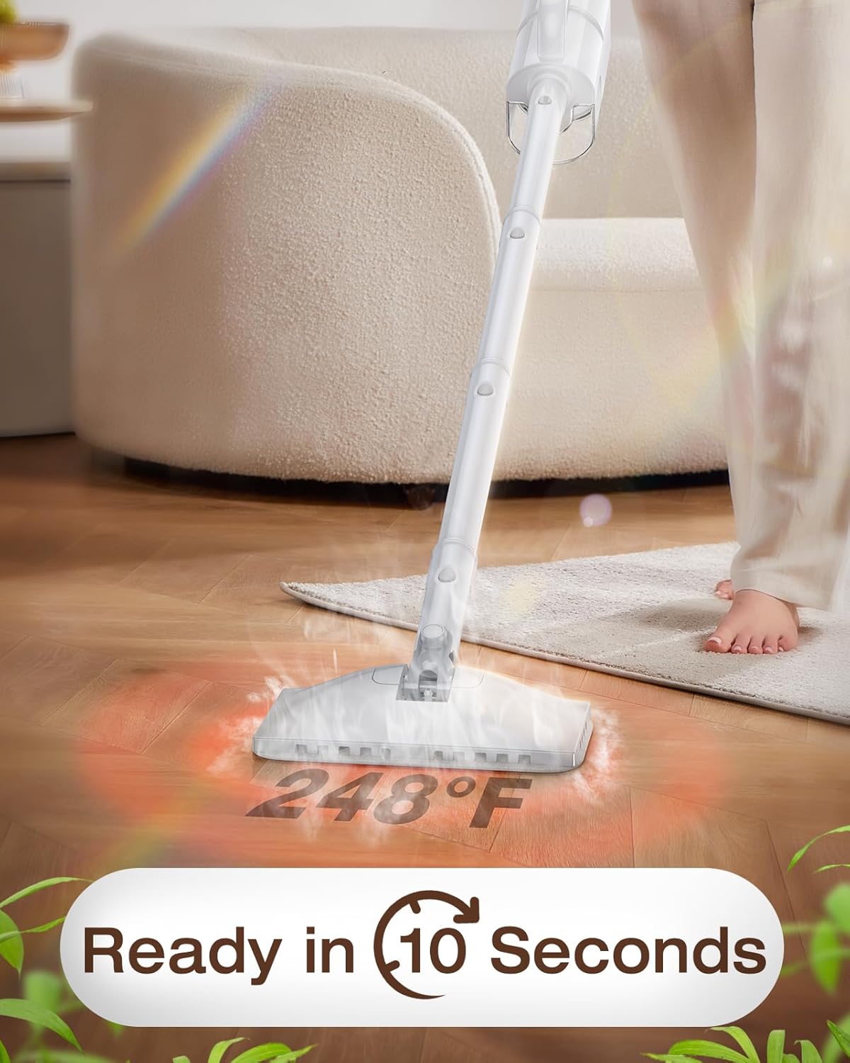 10-in-1 Steam Mop, Detachable Handheld Steam Cleaner for Multi-Surface | 350ml Tank,10s Heat-Up,248°F Steam