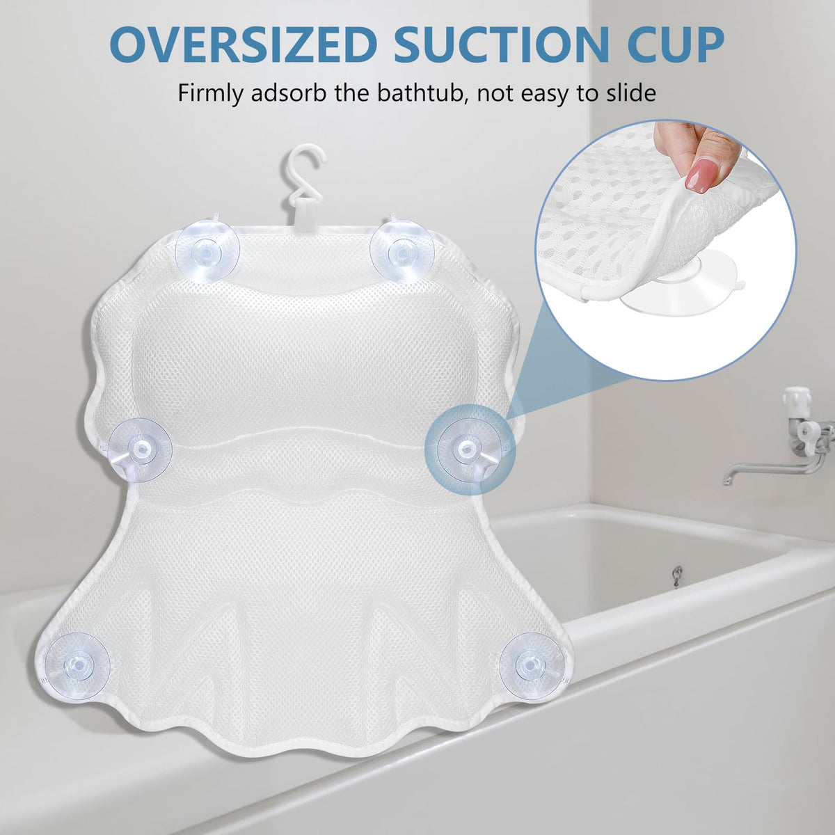 Bath Pillow, Bath Pillows for Tub Neck and Back Support, White