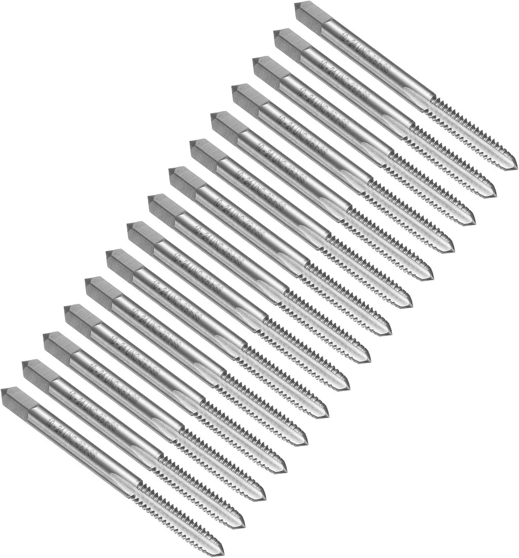 uxcell 15pcs Straight Flute Thread Tap, 10-24 UNC Screw Threading Tapping Tool Thread Milling Machine Taps, High-Speed Steel 6542 (HSS 6542)