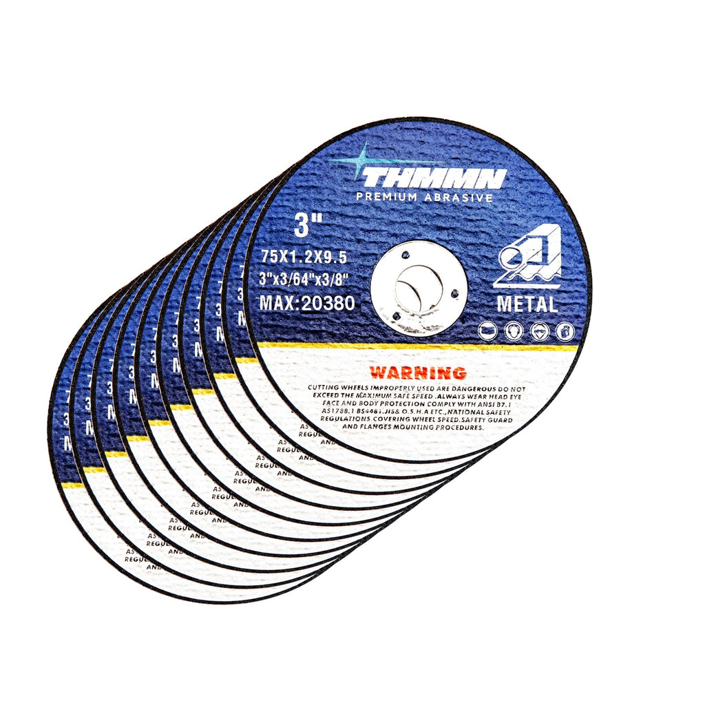THMMN Cut-Off Wheels 3" x 3/64" x 3/8" Arbor for Die Grinder, 10pcs