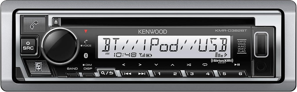 KMR-D382BT (50W x 4Ch) Single Din Car/Marine Stereo Head Unit with Bluetooth, Hands-Free Calling, CD Player, USB