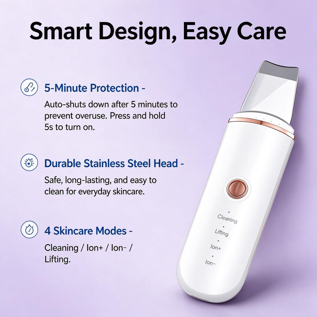 Skin Scrubber Face Skin Spatula Blackhead Remover Cleaner Skin Scraper with 4 Modes