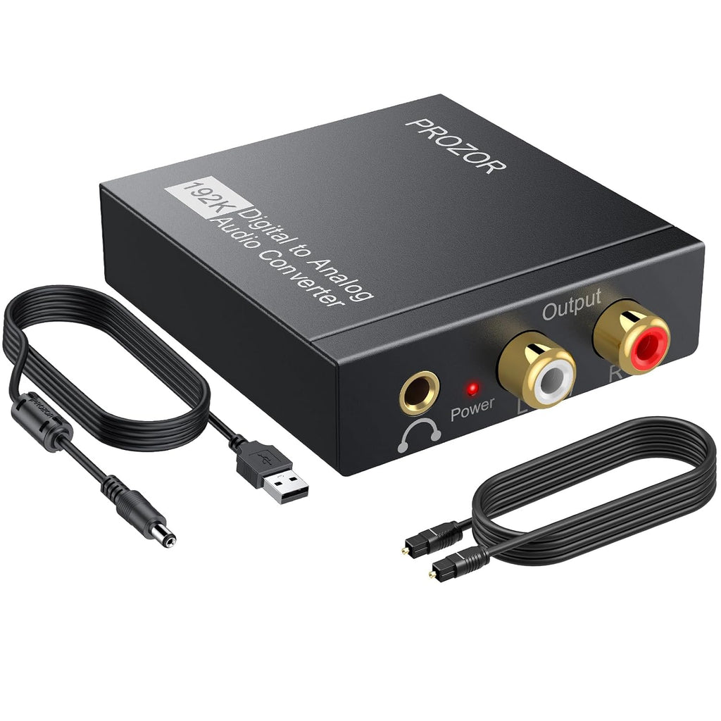 192KHz Digital to Analog Audio Converter DAC Digital Optical to RCA Analog L/R Converter, SPDIF Toslink Optical to