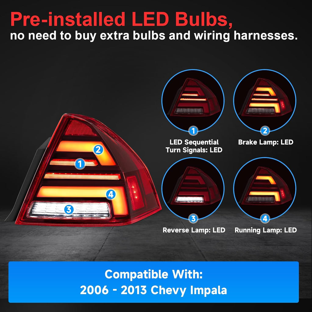 ELH LED SEQ DRL Tail Light Fit for 2006-2013 Impala/14-16 Impala Limited
