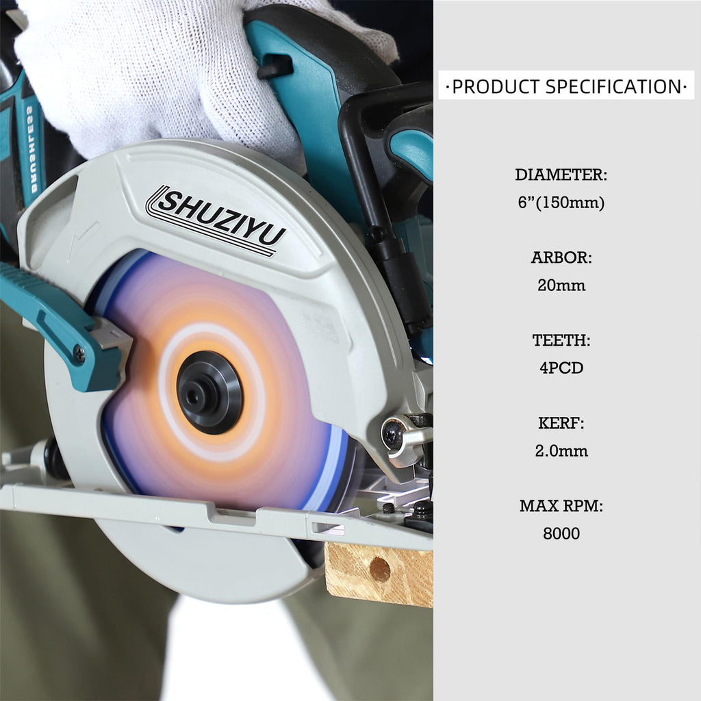 LSHUZIYU 5-7/8"(150mm)-4PCD, Arbor 20mm with 5/8" Washer, Polycrystalline Diamond Tipped 4 PCD, Hardie Blade, Fiber Cement Board Circular Saw Blade