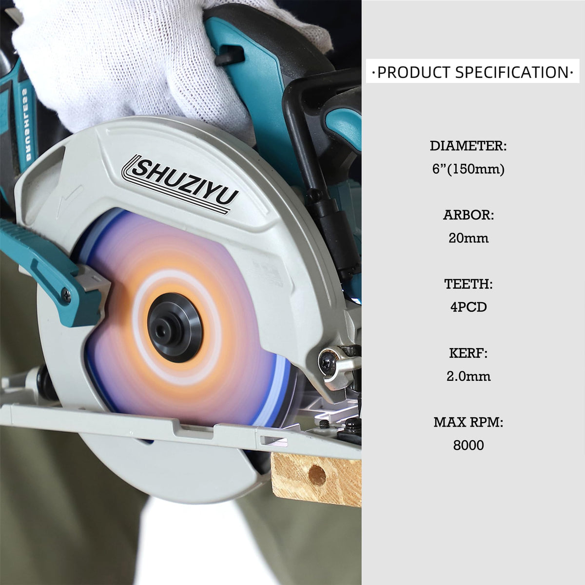 LSHUZIYU 5-7/8"(150mm)-4PCD, Arbor 20mm with 5/8" Washer, Polycrystalline Diamond Tipped 4 PCD, Hardie Blade, Fiber Cement Board Circular Saw Blade