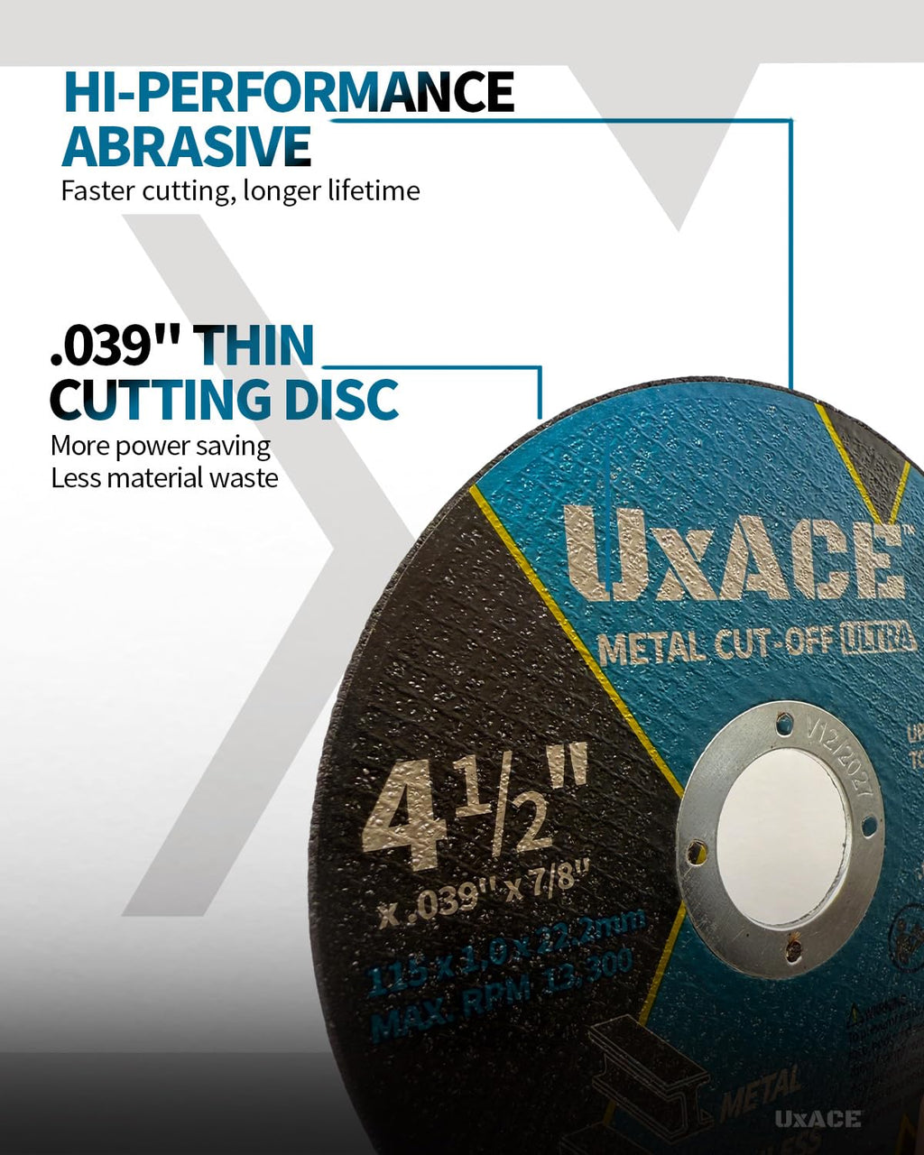UXACE 4-1/2 Inch Cut-Off Wheel for Metal, Stainless Steel, Aluminum Cutting, Professional Super Thin Metal Cutting Disc for Angle Grinder, Die Grinder or Cut-Off Tools, 7/8 inch Arbor, 25 Pack