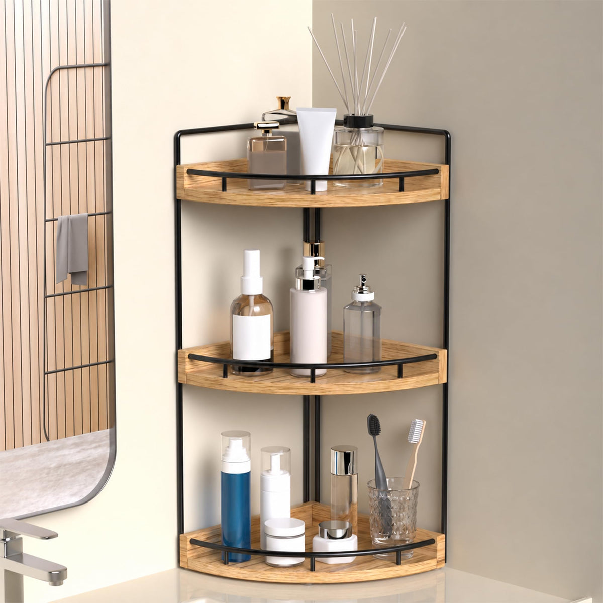 Corner Bathroom Organizer Countertop,Vanity Counter Storage Shelf