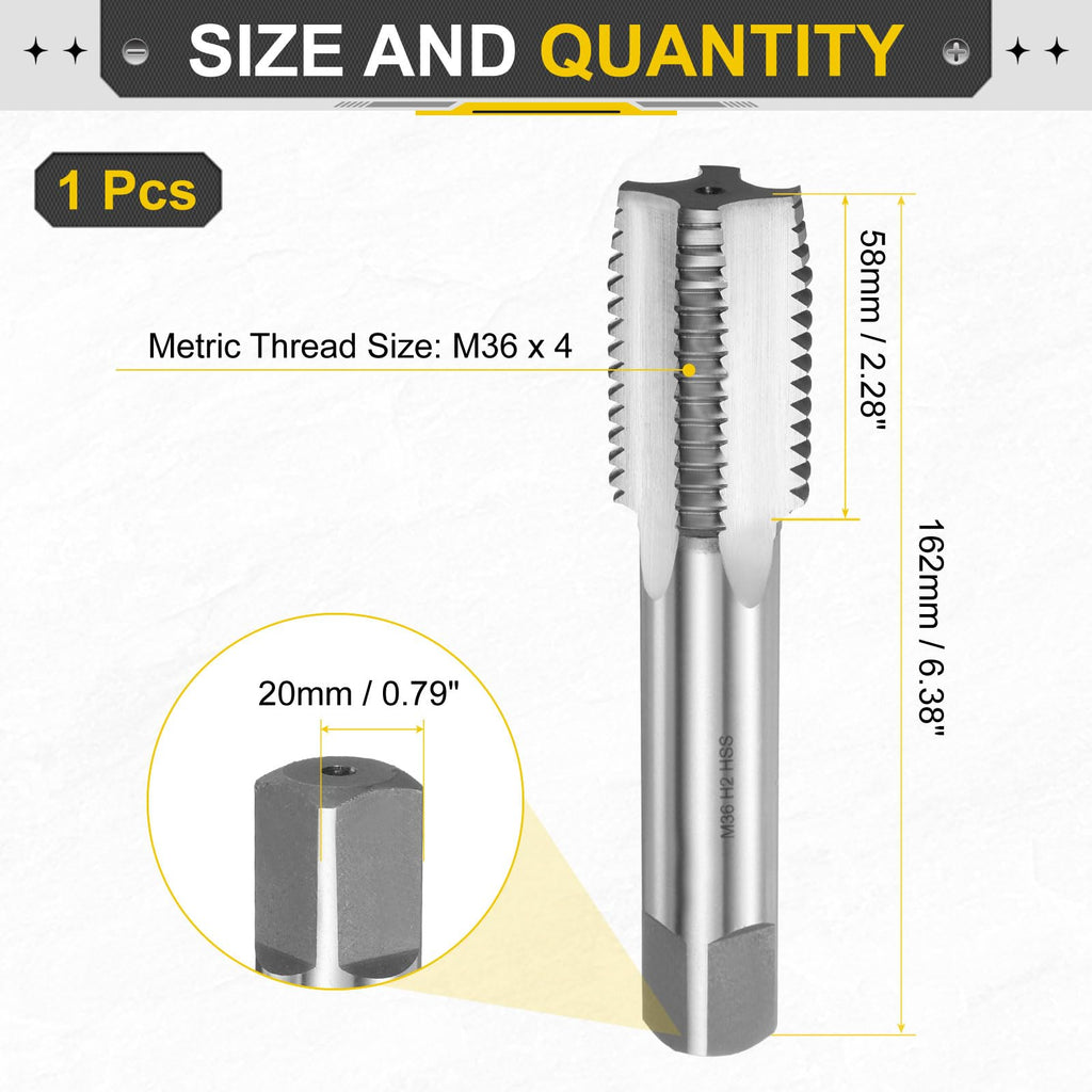 uxcell Hand Plug Tap M36x4 H2 Metric Thread Plug Style Taps HSS6542