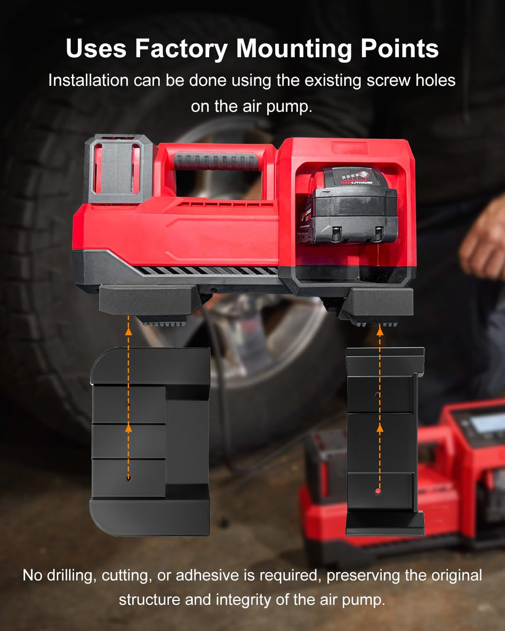 Inflator Base Fit for Milwaukee M18 Inflator 2848-20, Packout Mount Adapter