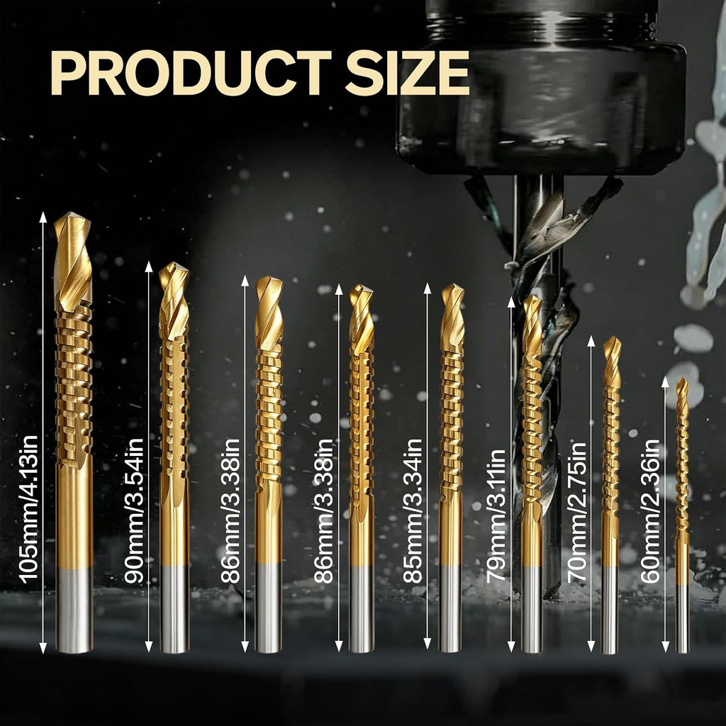 8 Pack HSS Twist Drill Bits, 3-10mm Serrated Side Cutting Drill Bit