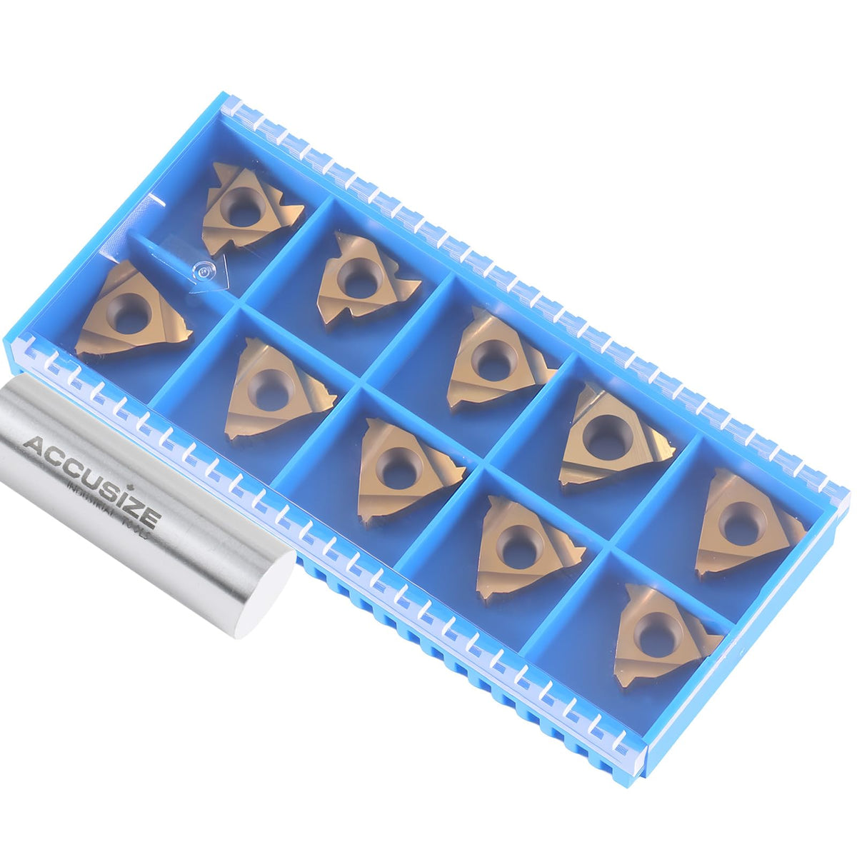 Accusize Carbide Internal Threading Inserts, TiN-Coated, 10-Piece Set