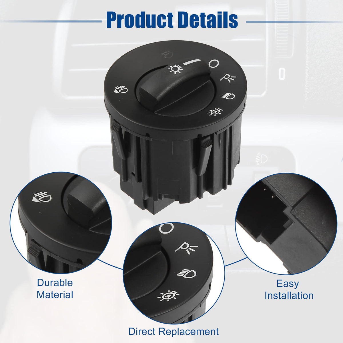 ACROPIX 9R3Z11654CA Car Headlight Switch for Ford Fusion Black