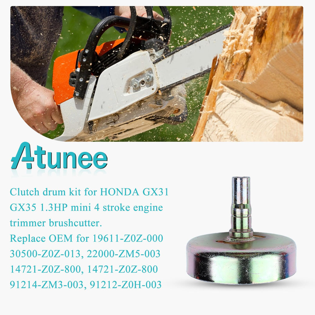 Atunee Clutch Drum Kit for Honda GX31 GX35 1.3HP Small Engine Brush Cutter Grass Trimmer Parts Replace 19611-Z0Z-000 30500-Z0Z-013