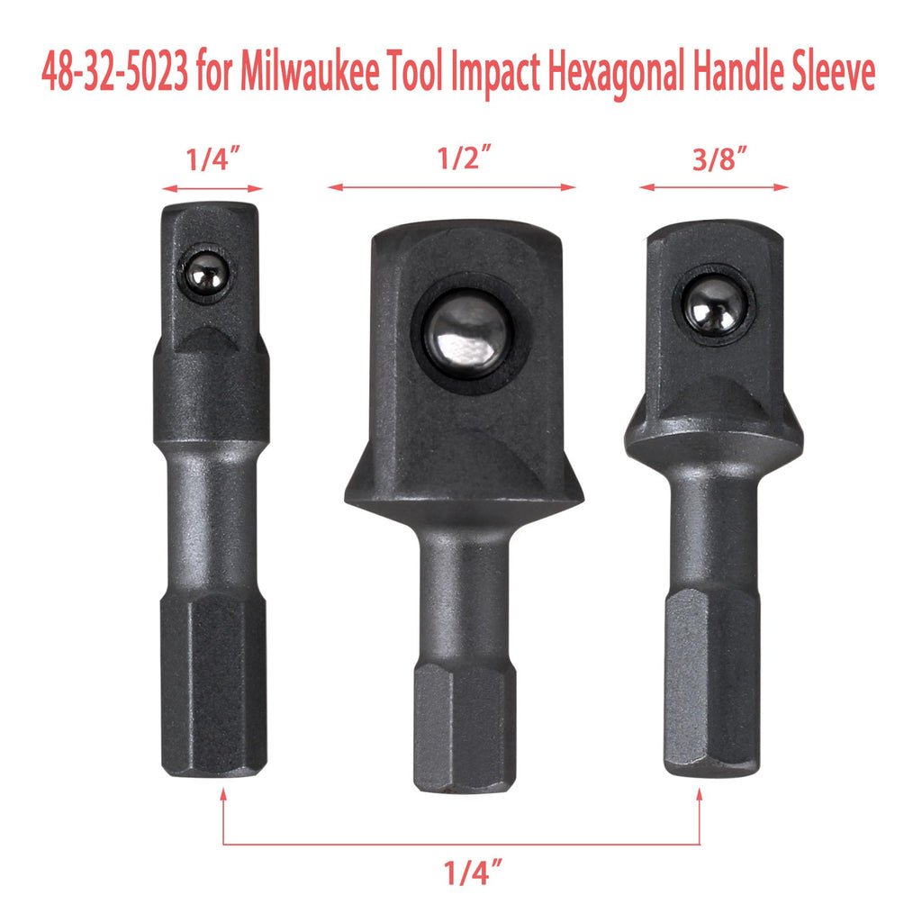 48-32-5023 3PC Impact Socket Adapters 1/4" 3/8" 1/2" for Milwau-kee