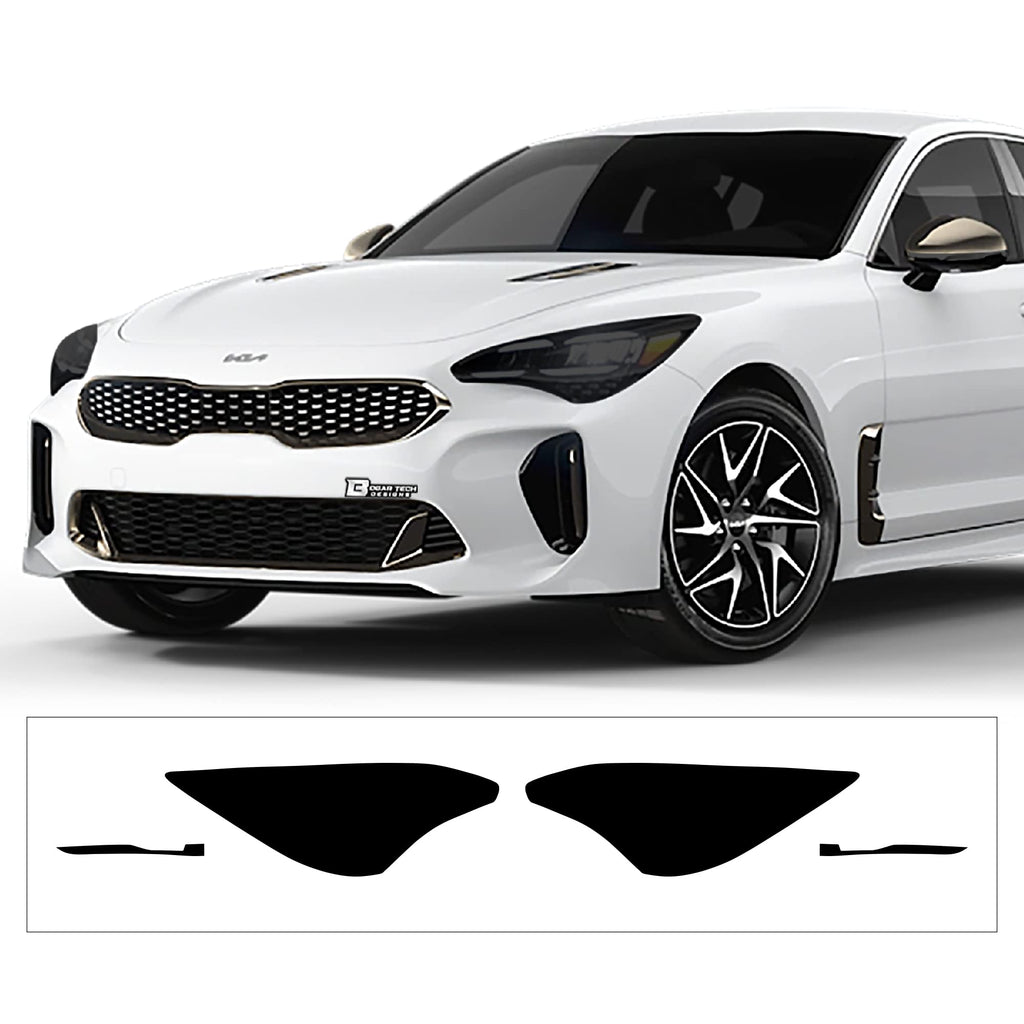 BOGAR TECH DESIGNS Precut for Kia Stinger 2018-2024 Full Headlight Head Light Tint Kit, Dark Smoke