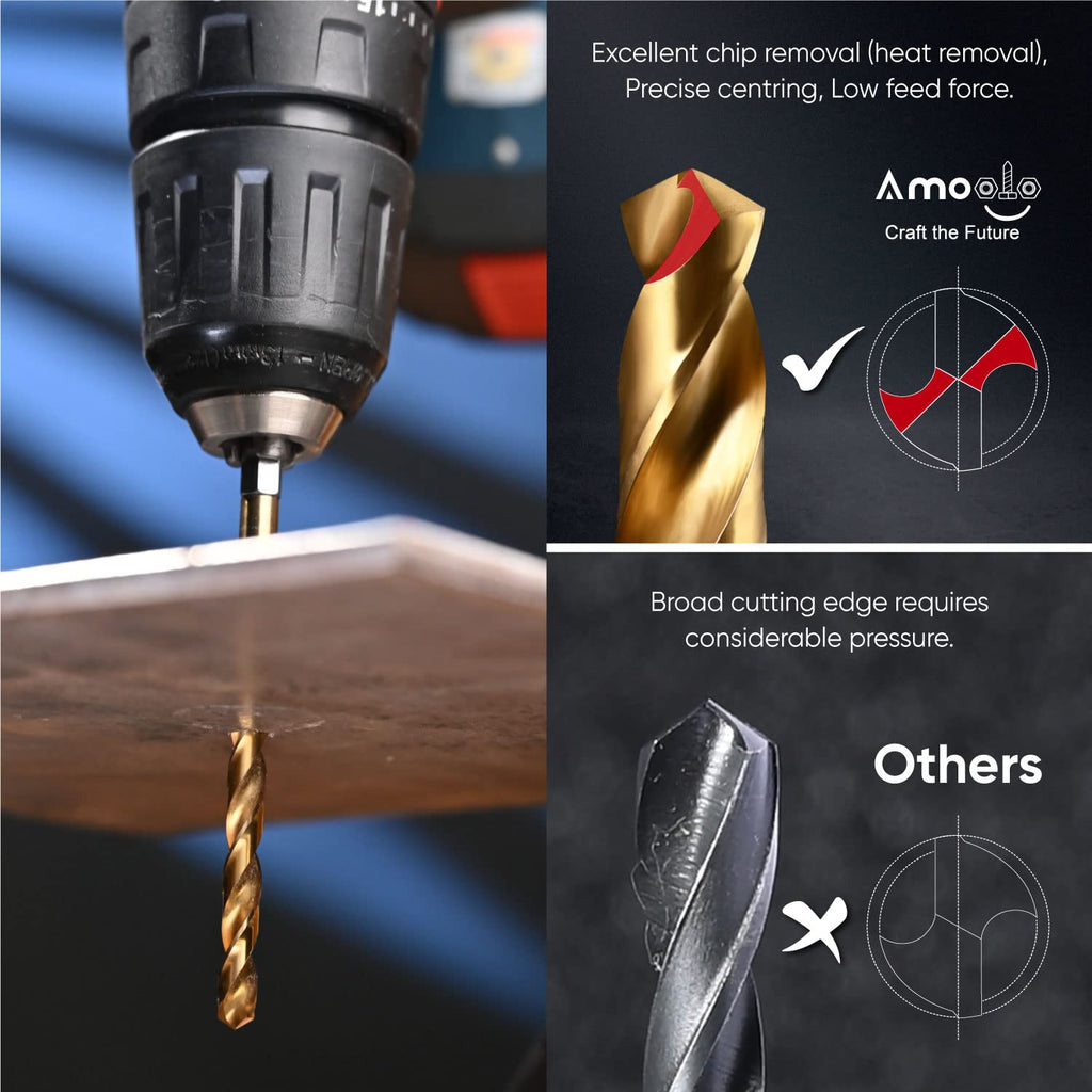 amoolo 3/32" Hex Shank Impact Drill Bit Set, 10Pcs