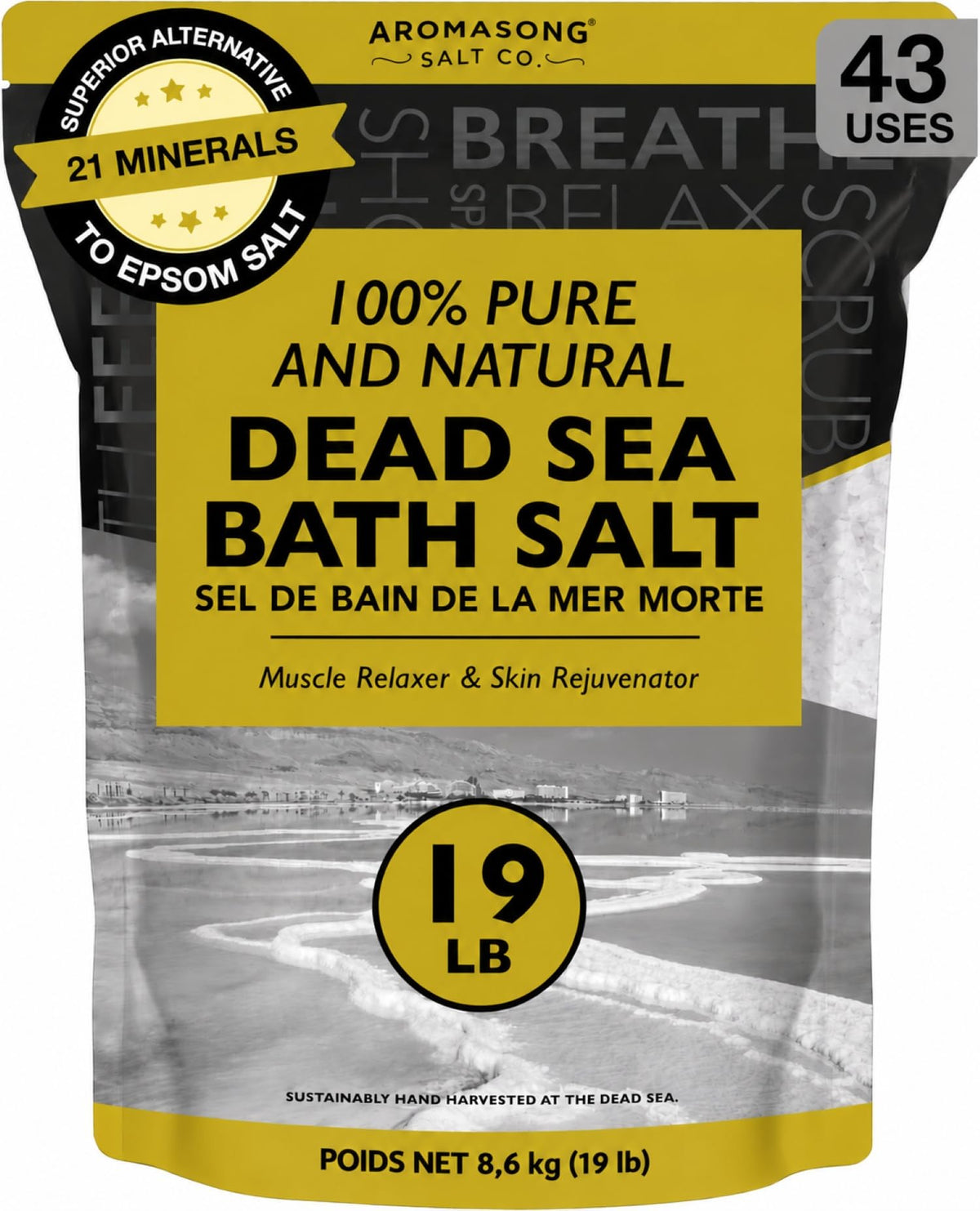 Dead Sea Salt - Spa Bath Salt - 19 Lbs Fine Grain Bulk - 100% Pure - Better Absorbing Than Epsom Salt - Soak for