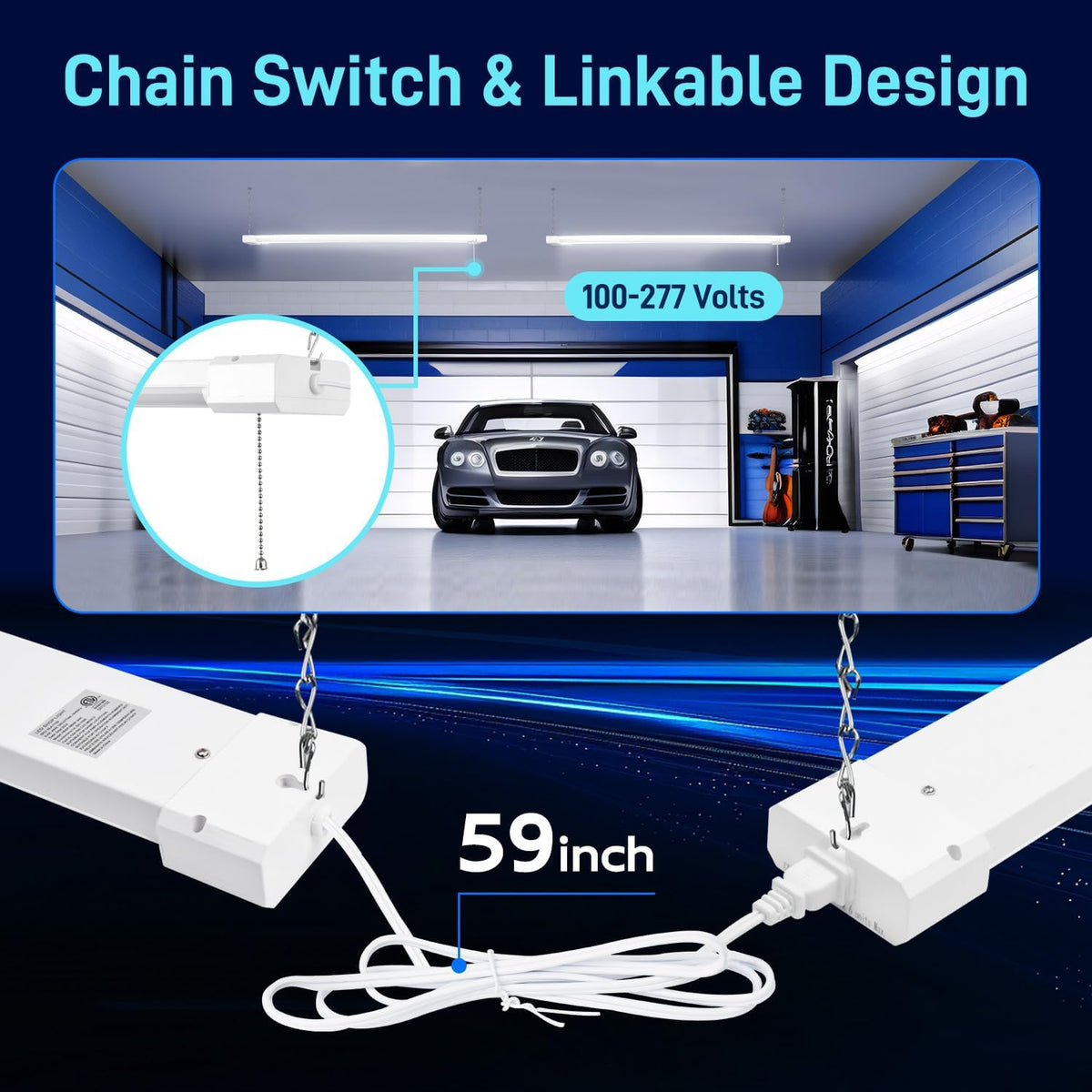 hykolity 4 Pack 4FT LED Shop Light,4400LM,5000K Daylight