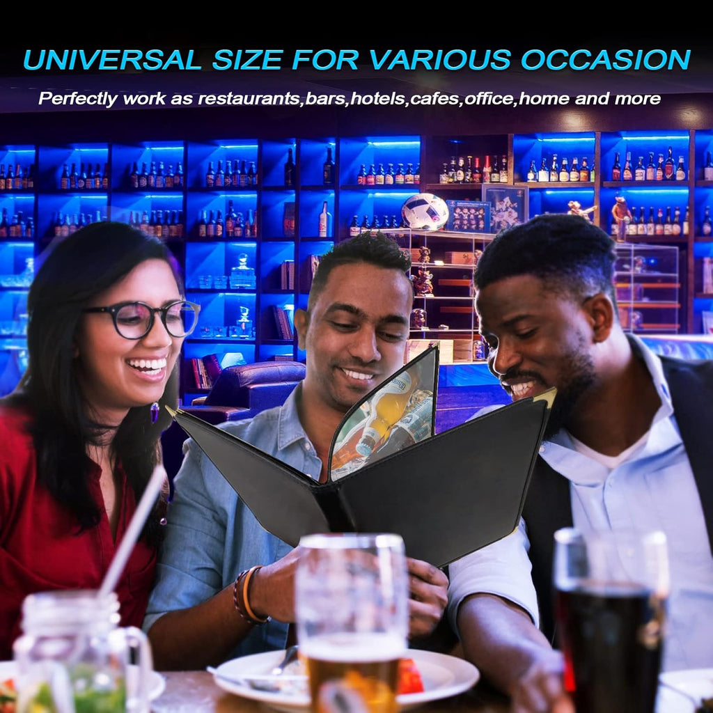 Menu Covers 8.5 X 11 Restaurant Menu Holders 4 Page 8 View, Black, 2 Pack
