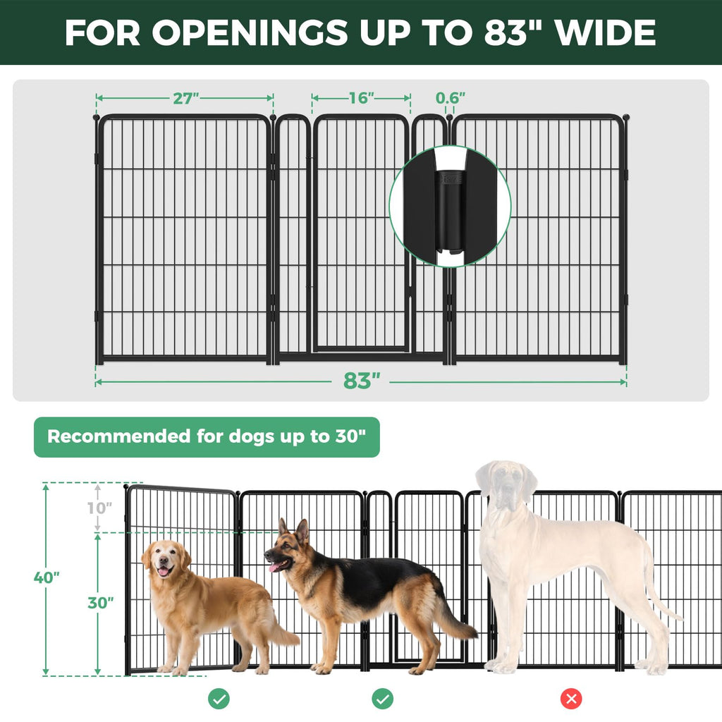 83" x 40" H Extra-Wide Adjustable Hardware/Pressure-Mounted Pet & Child Safety Gate with Dual-Lock Walk-Through Swing Door for Stairs, Hallways & Wide Doorways