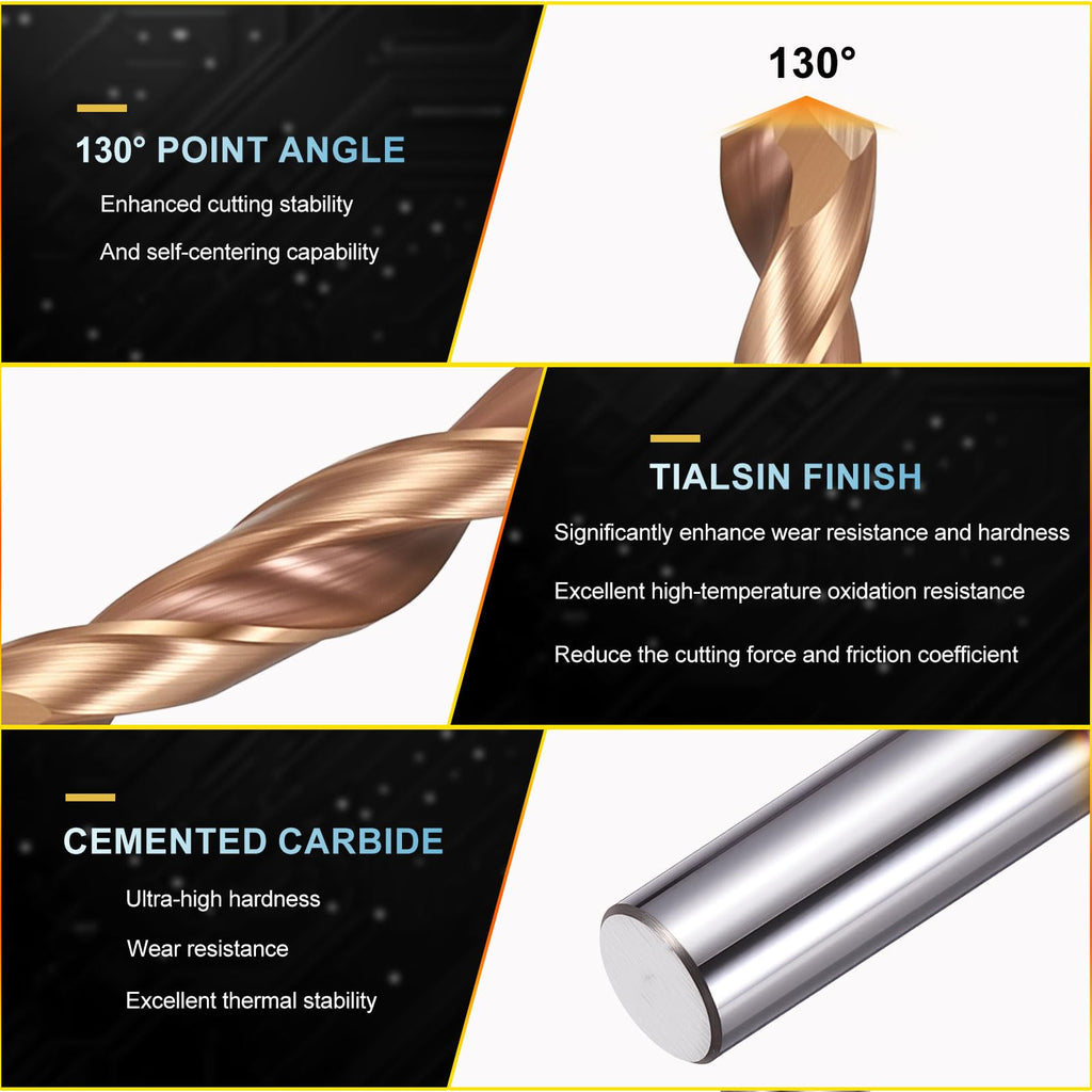 PATIKIL 7.6mm Drill Bit Carbide for Stainless Steel Hard Metal 130°