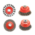 AUPREX 4 Pack Wire Wheel&Cup Brush Set for 4-1/2 Angle Grinder