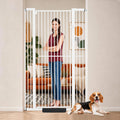 71" x 29.92-43" Extra-Tall Full-Height Anti-Jump Cat & Pet Safety Gate with Narrow Bar Spacing & Double-Lock Walk-Through Door for Doorways & Stairs