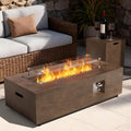 2-Piece 42" Rectangular Propane Fire Pit Table for Outside Patio 50,000 BTU