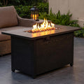 42" Propane Fire Pit Table, 50,000 BTU Outdoor Gas Fire Table with Lid, 2-in-1 Steel Rectangular Firepits for Outside