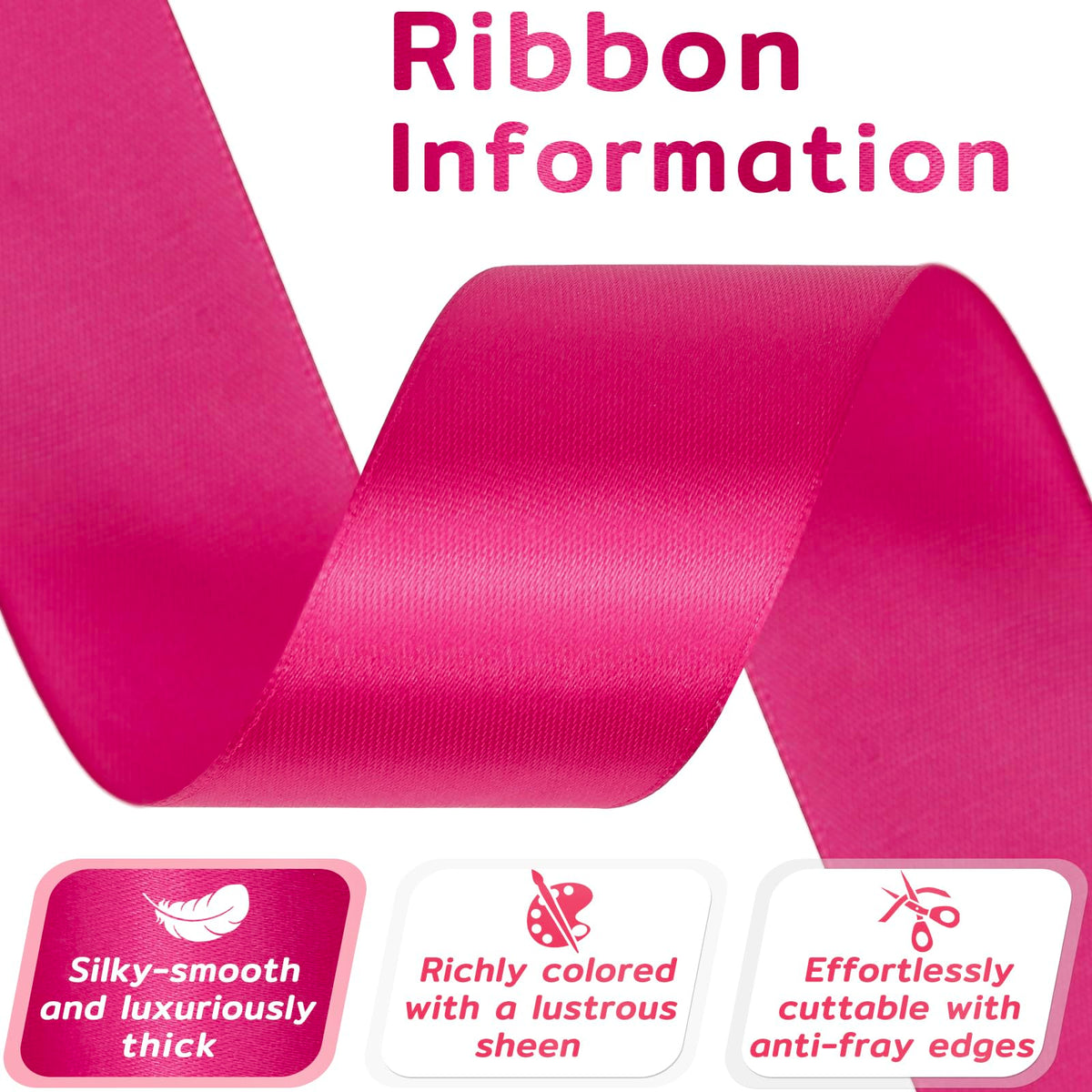 120 Yards Hot Pink Ribbon 1-1/2 Inch, Hot Pink Satin Ribbon for Gift Wrapping, Crafts, Flower Bouquet, Wedding, Baby