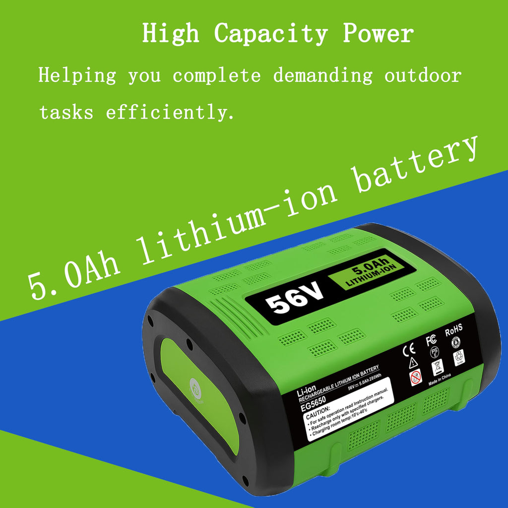 for ego 56V Battery Replacement 5.0Ah – High Capacity Rechargeable Lithium Battery Compatible with ego 56Volt