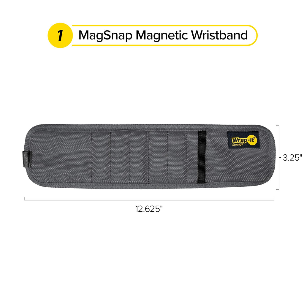 MagSnap Magnetic Wristband by Wrap-It Storage - Graphite Gray
