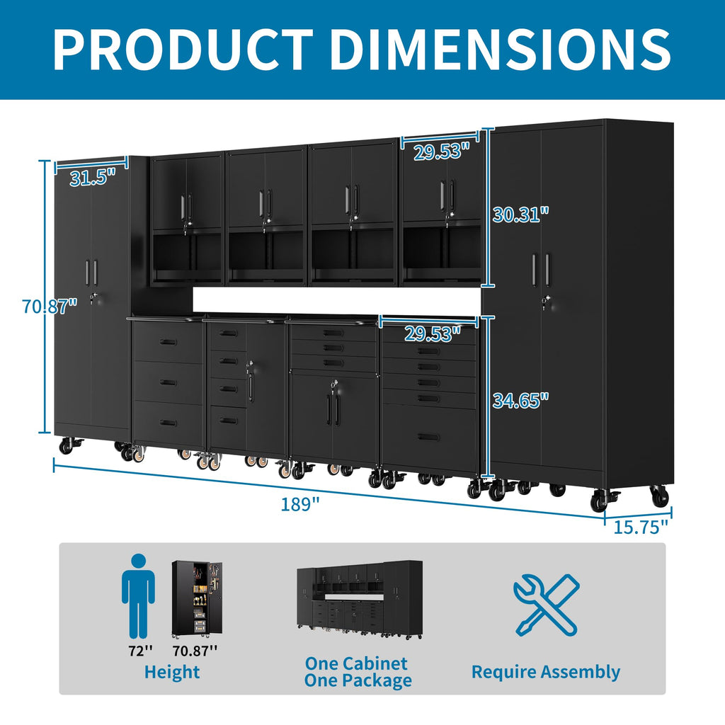 10-Piece Garage Storage Cabinets System Heavy Duty Workshop Set