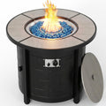 30-Inch Round Propane Fire Pit Table, 50,000 BTU, Gray