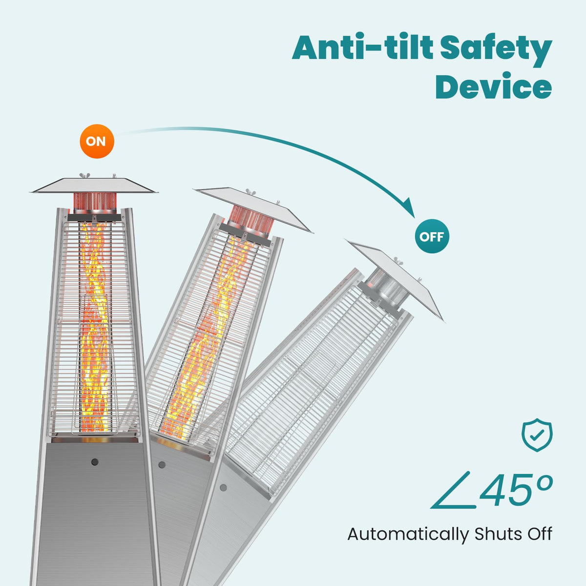 42000 BTU Pyramid Patio Heater, Portable Outdoor Heater with Wheels