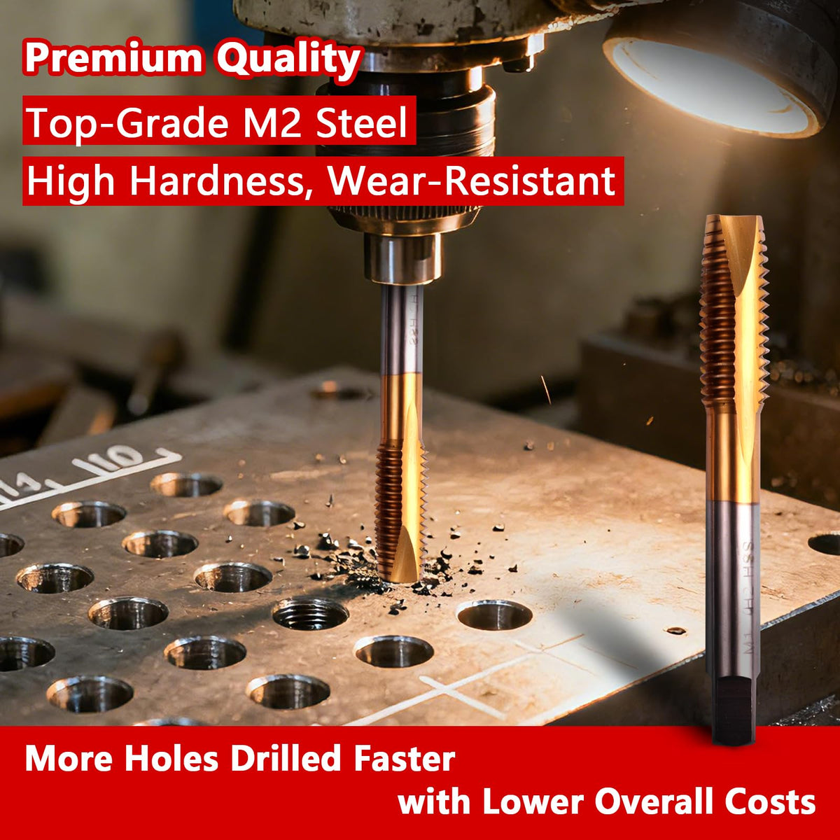 LWCUSNJ 2pcs M3 x 0.5 Spiral Point Tap,Titanium Coated,M2 HSS Titanium Coated,Spiral Point Plug Threading Tap,Metric Tapping Bit for Thread Repair (M3 x 0.5)