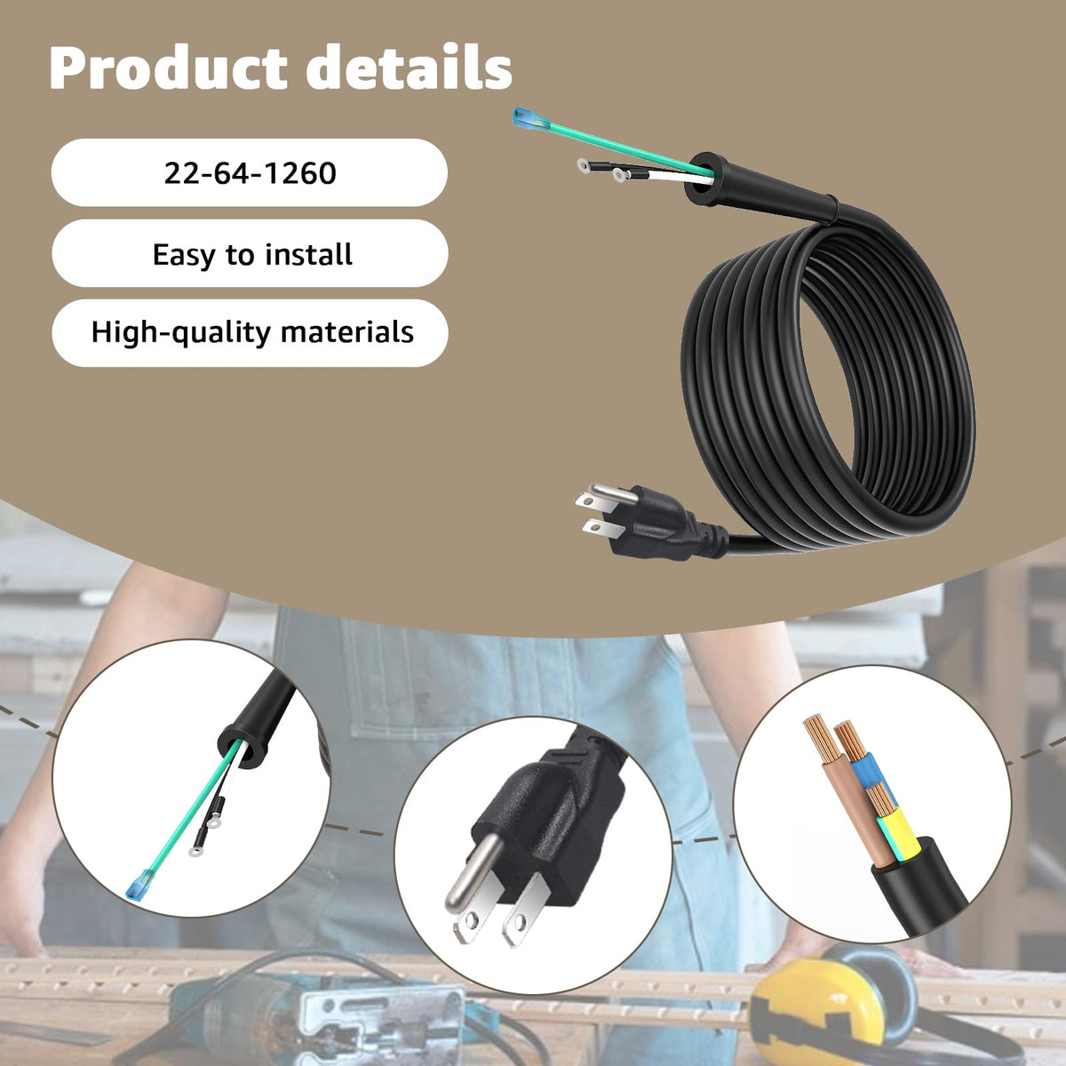22-64-1260 Cable for Mil-wauk-ee Drill Cord Replacement