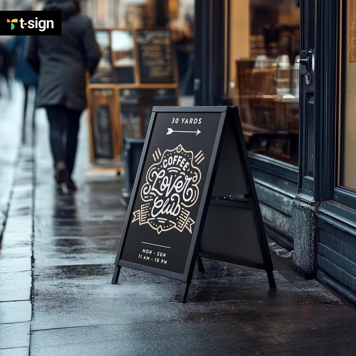 22x28 A-Frame Sign - Black Metal Snap Frame Outdoor Sidewalk Sign