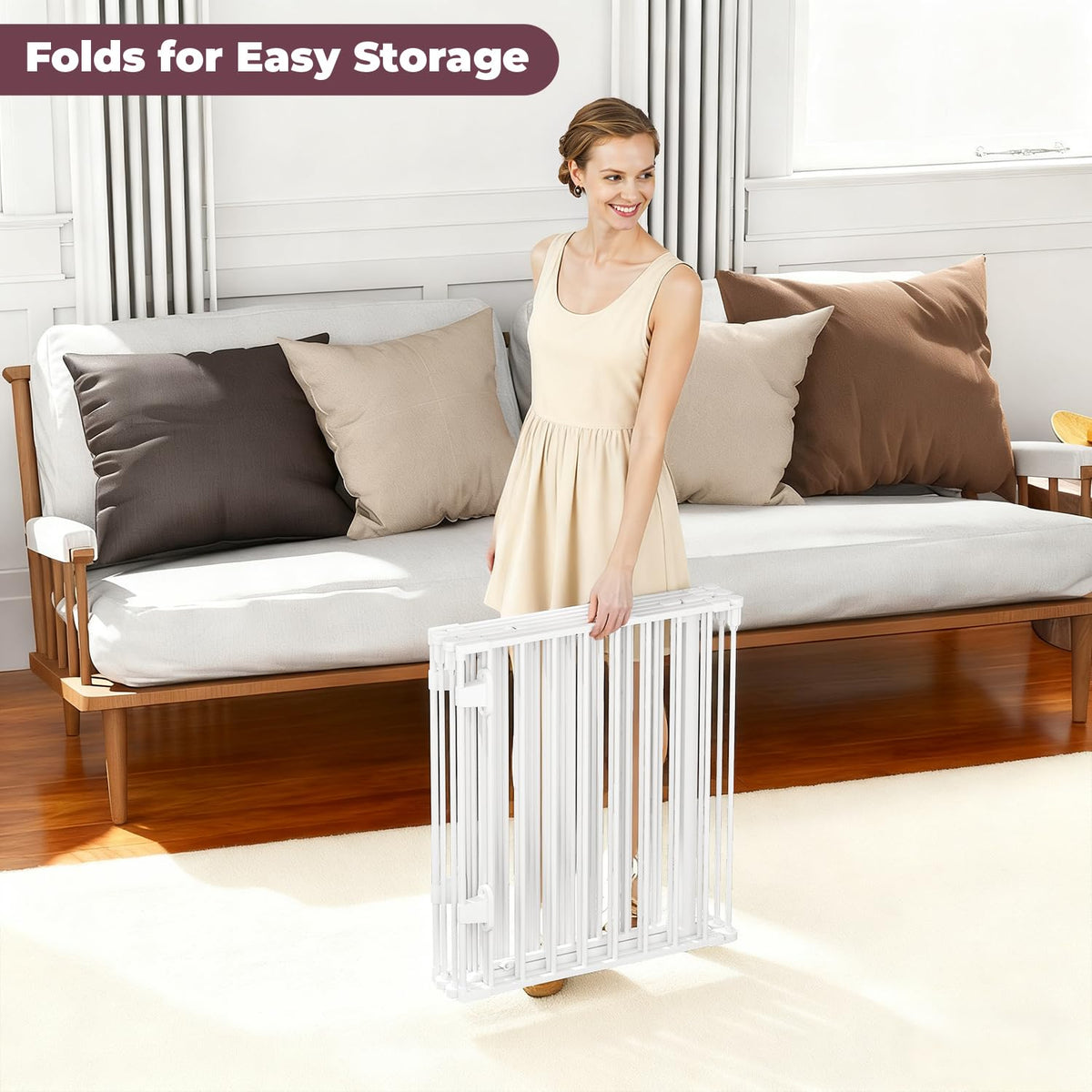 144" Extra-Wide Adjustable Hardware/Pressure-Mounted Pet & Child Safety Gate with Dual-Lock Walk-Through Swing Door for Stairs, Hallways & Wide Doorways