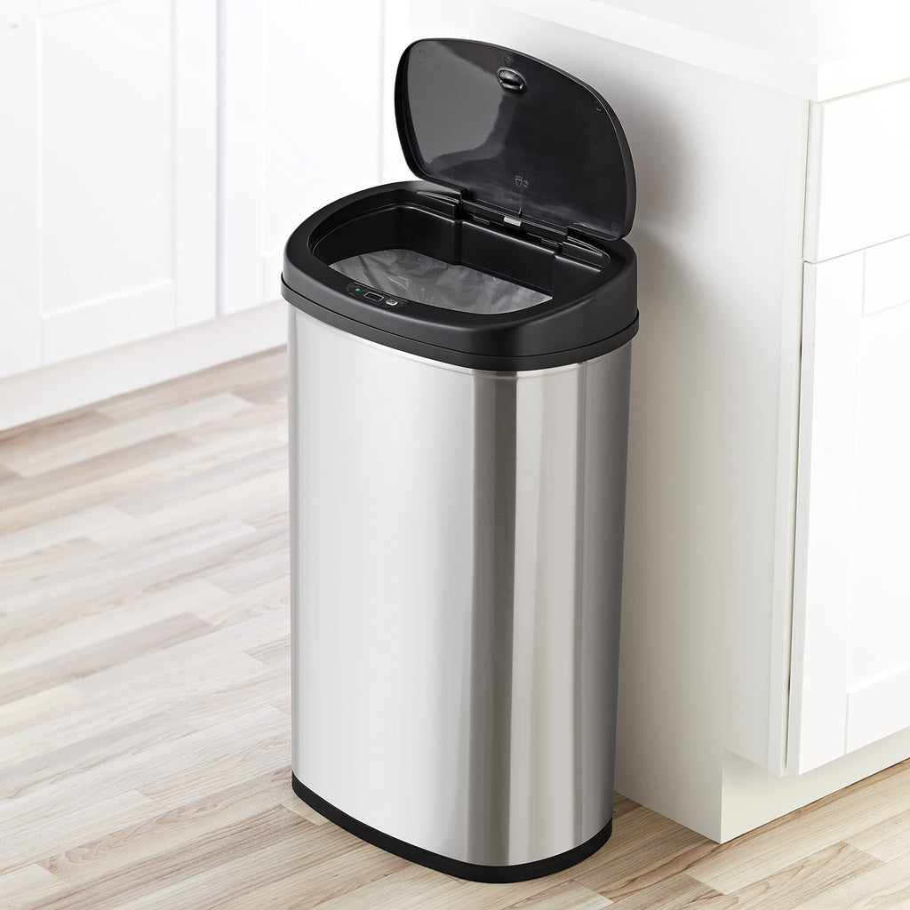 13 Gallons / 50 Liters Automatic Touchless Motion Sensor Rectangular Trash Can for Home and Kitchen with Lid, Slow