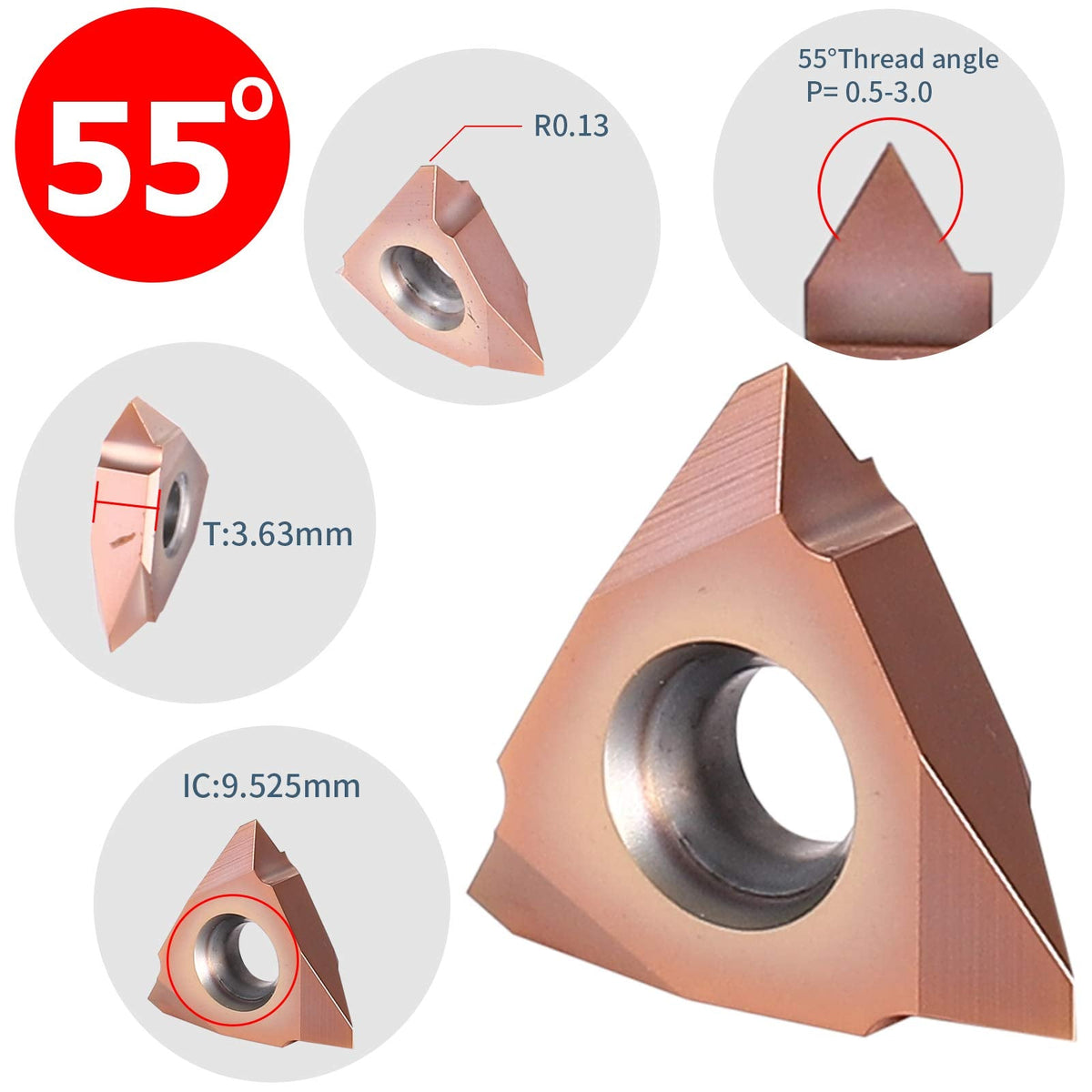 CNC Lathe Indexable Carbide Blade Threaded Blade Vertical Installation Lathe Cutting Tool 16VERAG55 10PCS