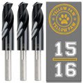 15/16 Inch Drill Bit (3 Pack) Industrial Grade M35 Cobalt Titanium Aluminum Nitrite - 15/16" Diameter & Total Length of 6" with Working Length of 3" Easily Drill Into Metal, Steel, & Aluminum